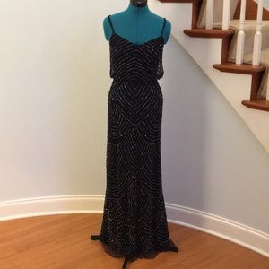 Navy fully beaded gown